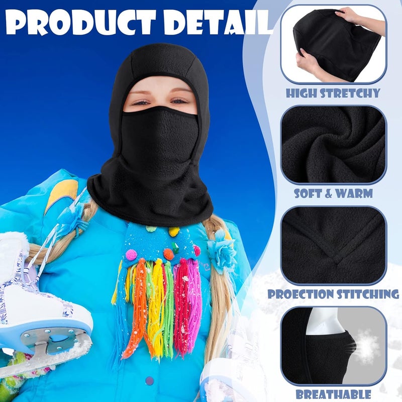 Funtery 4 Pcs Winter Kids Balaclava Face Mask for Boy Girl Warm Windproof Fleece Face Mask for Skiing Cycling Gear - Image 5